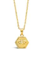 Sterling Forever 14k Gold Vermeil Engraved Bee Hexagon Pendant Necklace