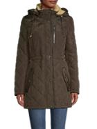 Dkny Faux Fur-lined Quilted Coat