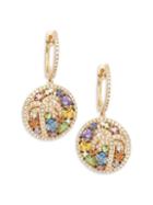 Effy 14k Yellow Gold Multi-color Sapphire & Diamond Dangle Drop Earrings