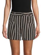 Moon River Striped Belted Shorts