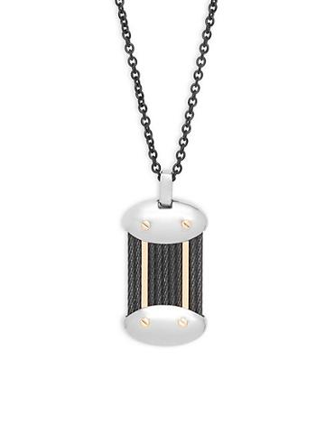 Alor Stainless Steel Tri-tone Pendant Necklace