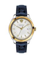 Versace Icon Classic Stainless Steel Leather-strap Watch