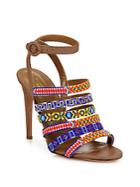 Aquazzura Masai Beaded Strappy Leather Ankle-strap Sandals