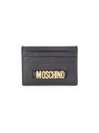 Moschino Embellished Logo Leather Card Case