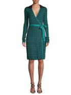 Diane Von Furstenberg Check Knit Wrap Dress