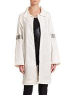 Norma Kamali Stripe-sleeve Nylon Trench Coat