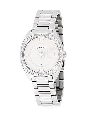 Gucci Diamond Studded White Gold Bracelet Watch