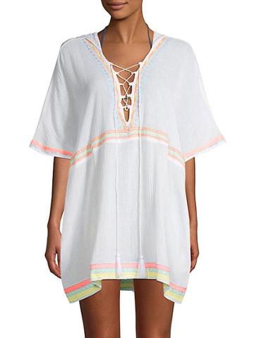 Rise & Bloom Embroidered Hooded Short Cover-up