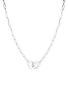 Chloe & Madison Rhodium-plated Sterling Silver Handcuff Pendant Paperclip Chain Necklace