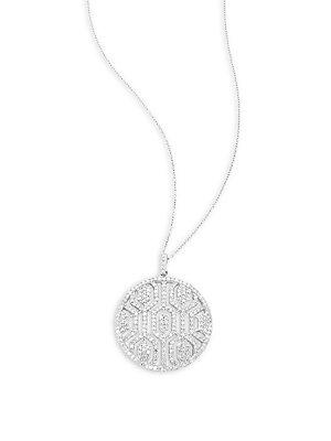 Effy Diamond & 14k White Gold Cutout Disc Pendant Necklace