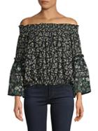Free People Moody Floral-print Off-the-shoulder Top