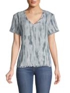 Supply & Demand Abstract-print Fringed-trimmed Top