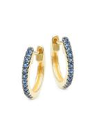 Saks Fifth Avenue 14k Yellow Gold & Blue Sapphire Hoop Earrings