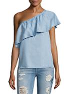 7 For All Mankind One-shoulder Chambray Blouse