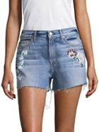 7 For All Mankind Painted Floral Denim Shorts