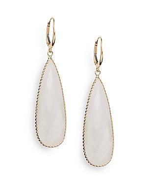 Saks Fifth Avenue White Moon Quartz & 18k Yellow Gold Teardrop Earrings