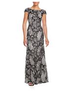 Vera Wang Embroidered Floral Gown