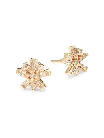 Adornia Fine Jewelry 14k Yellow Gold Diamond Cluster Earrings