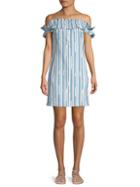 Saks Fifth Avenue Off 5th Striped Cotton & Linen-blend Mini Shift Dress