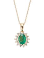 Saks Fifth Avenue 14k Yellow Gold Emerald & Diamond Halo Pendant Necklace