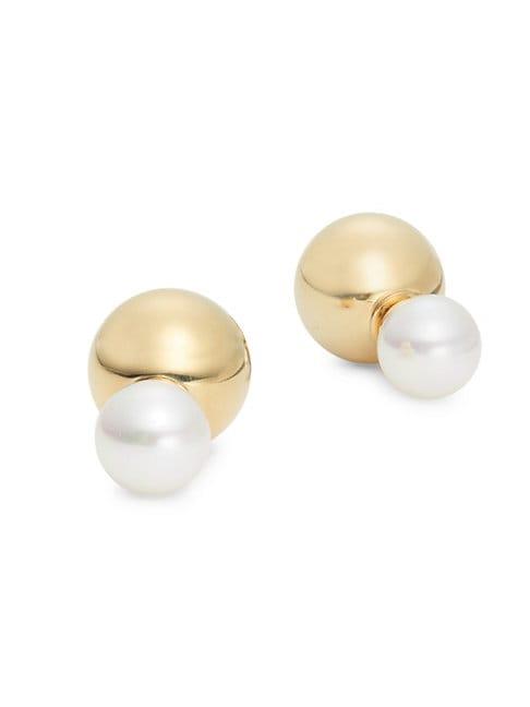 Majorica Goldtone & 8mm Organic Pearl Stud Earrings