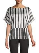 St. John Collection Variegated Stripe Stretch-silk Top