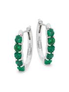 Effy 14k White Gold & Emerald Hoop Earrings