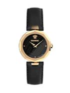 Versace Idyia Ip Gold Stainless Steel Leather-strap Watch
