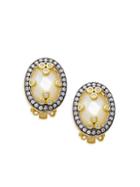 Freida Rothman Mirror Mirror Sterling Silver & Mother-of-pearl Clip Earrings