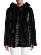 Gorski Reversible Mink & Silver Fox Fur Hooded Jacket