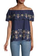 Fever Off-the-shoulder Embroidery Top