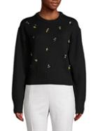 Jason Wu Collection Crystal-embellished Cropped Wool-blend Sweater