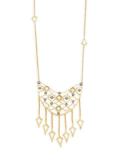 Alexis Bittar Crystal Mesh & Chain Fringe Necklace