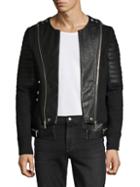 Balmain Zip-front Cotton & Leather Jacket