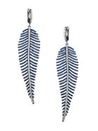 Eye Candy La Luxe Rhodium-plated & Crystal Feather Drop Earrings