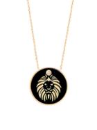 Gabi Rielle French Enamel & Cubic Zirconia Lion Pendant Necklace