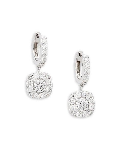 Diana M Jewels 18k White Gold Diamond Hoop Drop Earrings