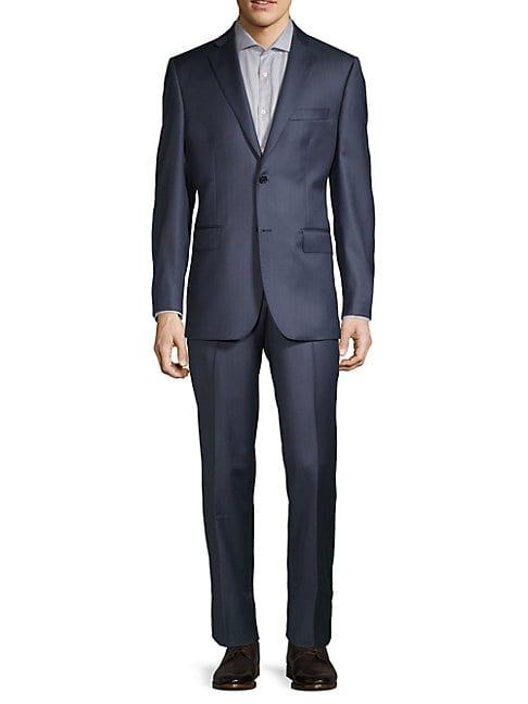 Saks Fifth Avenue Made In Italy Pindot Wool Suit