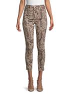 Free People High-rise Snakeskin-print Cropped Skinny Jeans
