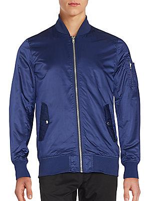 Members Only Solid Zip-up Bomber Jacket