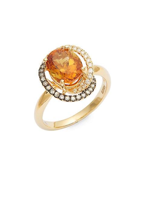 Effy 14k Gold Citrine & Diamond Swirl Ring