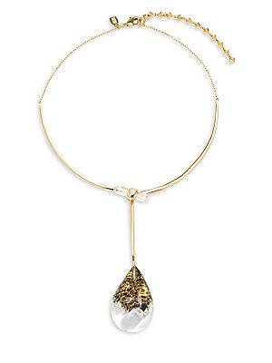 Alexis Bittar Lucite & Rock Crystal Drop Necklace