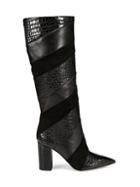 Aquazzura Boetti Knee-high Croc-embossed Leather & Suede Boots