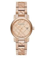 Burberry Rose Goldtone Ip Stainless Steel Check Etched Bracelet Watch/34mm