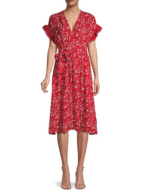 Max Studio Ruffle-sleeve Floral Dress