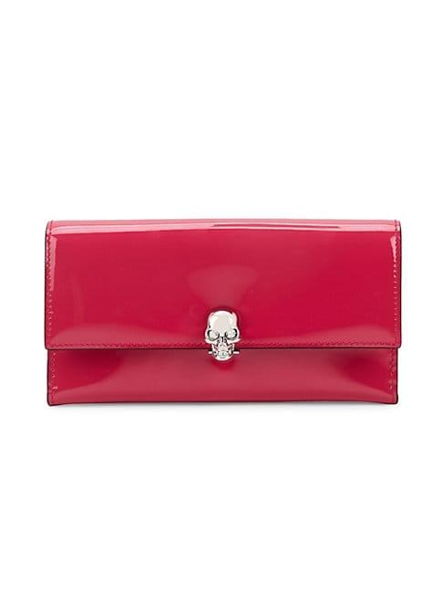 Alexander Mcqueen Skull Embellished Patent Leather Continental Wallet