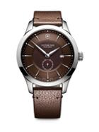 Victorinox Swiss Army Alliance Sterling Silver Analog Leather Strap Watch