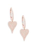 Saks Fifth Avenue 14k Rose Gold & Diamond Heart Drop Earrings