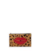 Charlotte Olympia Pouty Leather & Printed Calf Hair Clutch