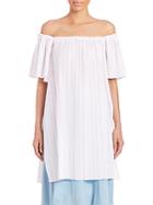 Adam Lippes Pleated Off-the-shoulder Tunic